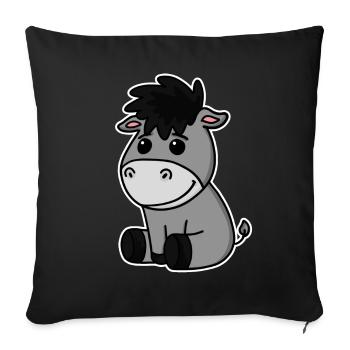Motif d’âne - Housse de coussin décorative 45 x 45 cm - noir - Devant