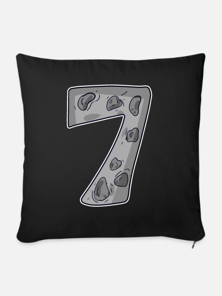 7 Zahl Sieben Nummer Symbol Zeichen - Sofakissenbezug 45 x 45 cm - Schwarz