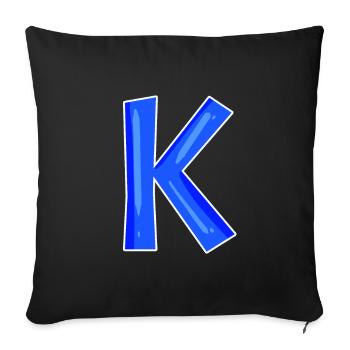 Letter K - Initial letter K - Sofa pillowcase 17,3'' x 17,3'' (45 x 45 cm) - black - Front