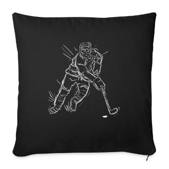 Graphismes de hockey sur glace - Housse de coussin décorative 45 x 45 cm - noir - Devant