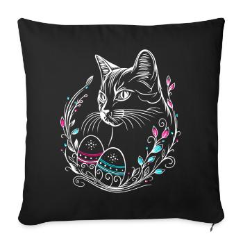 Chat Oeufs de Pâques Chat de Pâques - Housse de coussin décorative 45 x 45 cm - noir - Devant