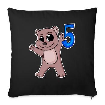5th Birthday Motif Bear - Five Years Old - Sofa pillowcase 17,3'' x 17,3'' (45 x 45 cm) - black - Front