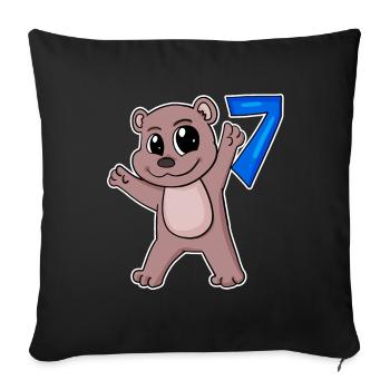 Ours motif 7e anniversaire - Sept ans - Housse de coussin décorative 45 x 45 cm - noir - Devant