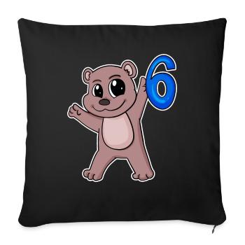 6th Birthday Motif Bear - Six Years Old - Sofa pillowcase 17,3'' x 17,3'' (45 x 45 cm) - black - Front
