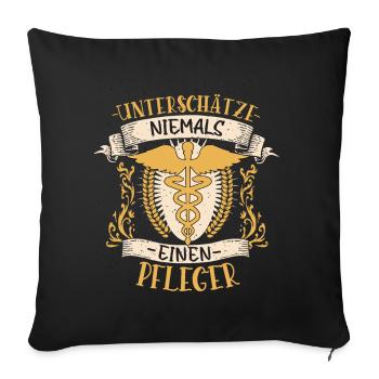 Pfleger Geschenk Fürsorglich Lustig Beruf - Sofakissenbezug 45 x 45 cm - Schwarz - Vorne