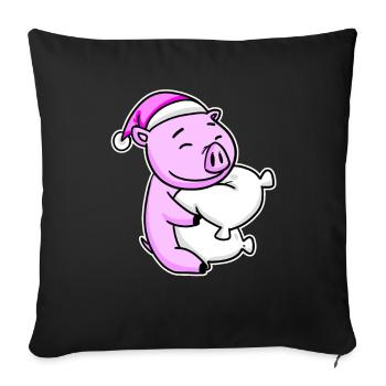 Pig Tired Sleeping Sleeping Girl - Sofa pillowcase 17,3'' x 17,3'' (45 x 45 cm) - black - Front