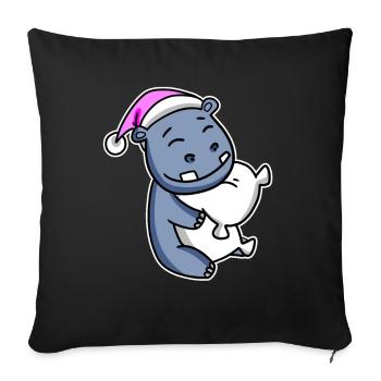Hippopotamus Tired Sleeping Sleeping Girl - Sofa pillowcase 17,3'' x 17,3'' (45 x 45 cm) - black - Front