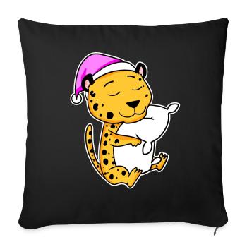Cheetah Tired Sleeping Sleeping Girl - Sofa pillowcase 17,3'' x 17,3'' (45 x 45 cm) - black - Front