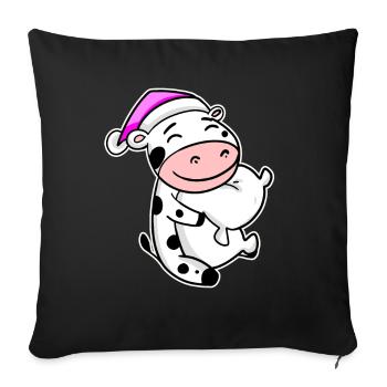 Cow Tired Sleeping Sleeping Girl - Sofa pillowcase 17,3'' x 17,3'' (45 x 45 cm) - black - Front