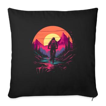 Amateurs de vélo de montagne des années 90 - Housse de coussin décorative 45 x 45 cm - noir - Devant
