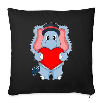 Éléphant marié coeur mariage - Housse de coussin décorative 45 x 45 cm - noir - Devant