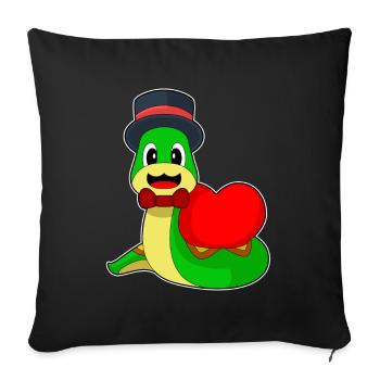 Serpent marié coeur mariage - Housse de coussin décorative 45 x 45 cm - noir - Devant