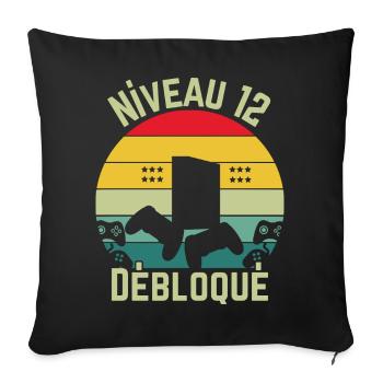 Level 12 Unlocked - Sofa pillowcase 17,3'' x 17,3'' (45 x 45 cm) - black - Front