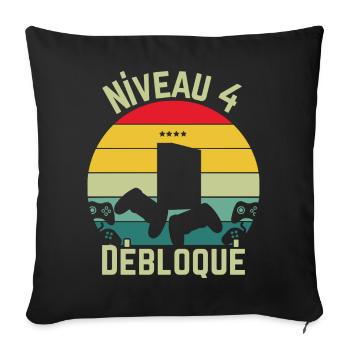 Level 4 Unlocked - Sofa pillowcase 17,3'' x 17,3'' (45 x 45 cm) - black - Front