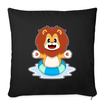 Lion Swimming Swim Ring Summer - Sofa pillowcase 17,3'' x 17,3'' (45 x 45 cm) - black - Front