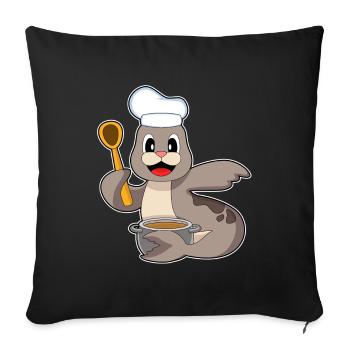Seal Cook Cooking Pot Cooking - Sofa pillowcase 17,3'' x 17,3'' (45 x 45 cm) - black - Front