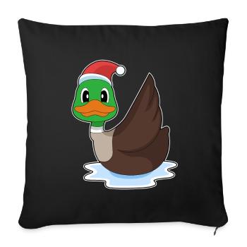Canard Noël père Noël chapeau - Housse de coussin décorative 45 x 45 cm - noir - Devant