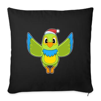 Parrot Christmas Santa Hat - Sofa pillowcase 17,3'' x 17,3'' (45 x 45 cm) - black - Front