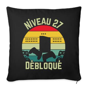 Level 27 Unlocked - Sofa pillowcase 17,3'' x 17,3'' (45 x 45 cm) - black - Front