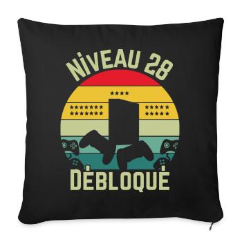 Level 28 freigeschaltet - Sofakissenbezug 45 x 45 cm - Schwarz - Vorne