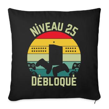 Niveau 25 Débloqué - Housse de coussin décorative 45 x 45 cm - noir - Devant