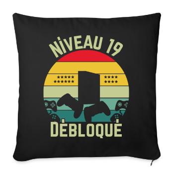 Level 19 Unlocked - Sofa pillowcase 17,3'' x 17,3'' (45 x 45 cm) - black - Front