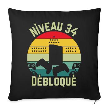 Niveau 34 Débloqué - Housse de coussin décorative 45 x 45 cm - noir - Devant