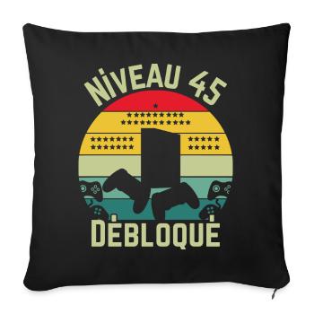 Niveau 45 Débloqué - Housse de coussin décorative 45 x 45 cm - noir - Devant