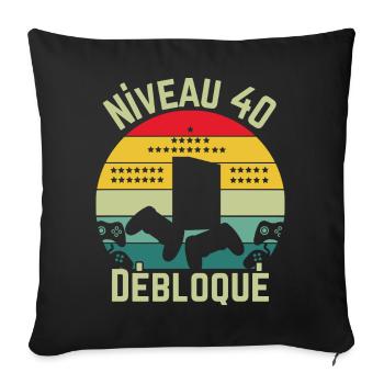 Level 40 freigeschaltet - Sofakissenbezug 45 x 45 cm - Schwarz - Vorne