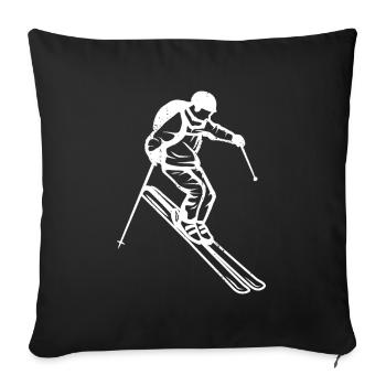 Dessin de skieur - Housse de coussin décorative 45 x 45 cm - noir - Devant