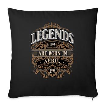 1993 Avril Naissance Anniversaire Année de naissance - Housse de coussin décorative 45 x 45 cm - noir - Devant