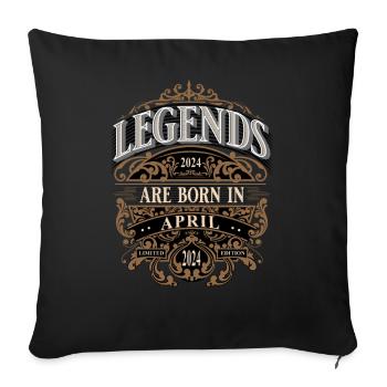 2024 April Born Birthday Year of birth - Sofa pillowcase 17,3'' x 17,3'' (45 x 45 cm) - black - Front