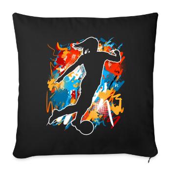 Women's Soccer Women's Soccer Women's Girls Soccer - Sofa pillowcase 17,3'' x 17,3'' (45 x 45 cm) - black - Front