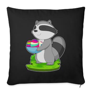 Waschbär Ostern Ostereier - Sofakissenbezug 45 x 45 cm - Schwarz - Vorne