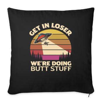 Cadeau d’enlèvement extraterrestre rétro Alien - Housse de coussin décorative 45 x 45 cm - noir - Devant