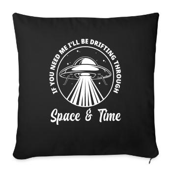 Drôle de voyage dans le temps Espace extraterrestre - Housse de coussin décorative 45 x 45 cm - noir - Devant