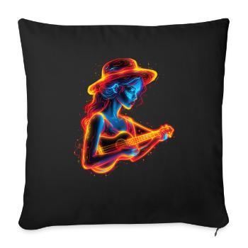 Joueur de ukulélé Steamwave - Housse de coussin décorative 45 x 45 cm - noir - Devant