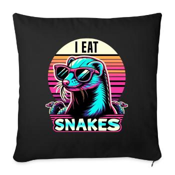 Je mange des serpents mangouste Vintage - Housse de coussin décorative 45 x 45 cm - noir - Devant