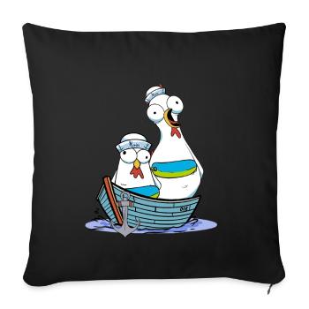 Chicken Sailor Sailor Maritime Anchor Ahoy Voyage - Sofa pillowcase 17,3'' x 17,3'' (45 x 45 cm) - black - Front