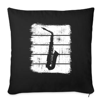 Saxophone Sketch - Sofa pillowcase 17,3'' x 17,3'' (45 x 45 cm) - black - Front