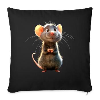 Rat, Cute Mouse, Rodents, Dwarf Mouse, Small Rats - Sofa pillowcase 17,3'' x 17,3'' (45 x 45 cm) - black - Front