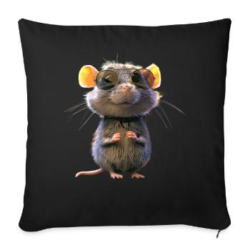 Rat, Cute Mouse, Rodents, Dwarf Mouse, Small Rats - Sofa pillowcase 17,3'' x 17,3'' (45 x 45 cm) - black - Front