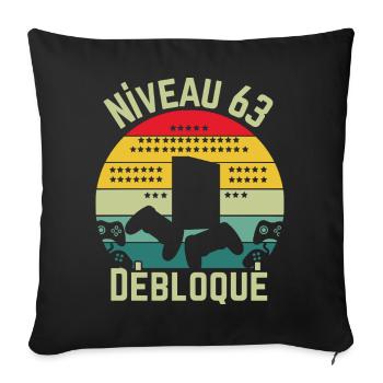 Level 63 Unlocked - Sofa pillowcase 17,3'' x 17,3'' (45 x 45 cm) - black - Front
