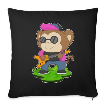Affe Musiker Gitarre Musik - Sofakissenbezug 45 x 45 cm - Schwarz - Vorne