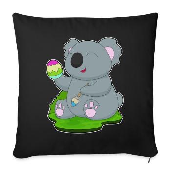 Coloriage de Pâques du koala - Housse de coussin décorative 45 x 45 cm - noir - Devant