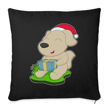 Dog Christmas Package - Sofa pillowcase 17,3'' x 17,3'' (45 x 45 cm) - black - Front