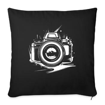 Dessin de l’appareil photo - Housse de coussin décorative 45 x 45 cm - noir - Devant