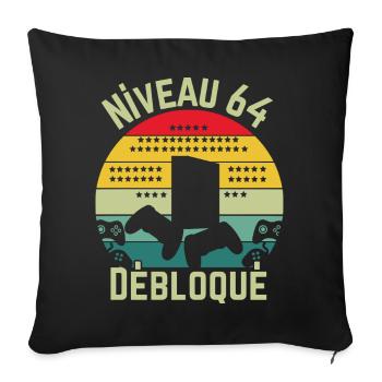 Level 64 Cleared - Sofa pillowcase 17,3'' x 17,3'' (45 x 45 cm) - black - Front