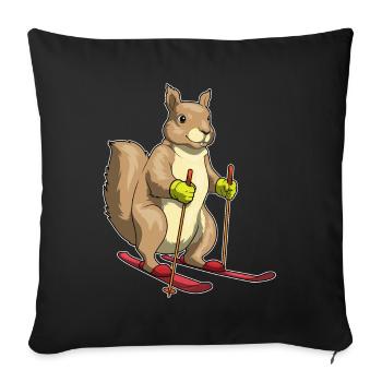 Squirrel, Skier, Ski, Winter Sports - Sofa pillowcase 17,3'' x 17,3'' (45 x 45 cm) - black - Front