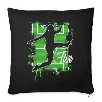 Soccer Woman Soccer 5th Birthday - Sofa pillowcase 17,3'' x 17,3'' (45 x 45 cm) - black - Front